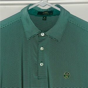 Masters A.N.G.C. Medium Polo Shirt Green White Clubhouse Logo Poly Spandex Major
